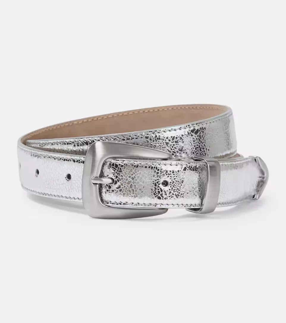 Khaite - Benny Black Suede & Silver Buckle Belt