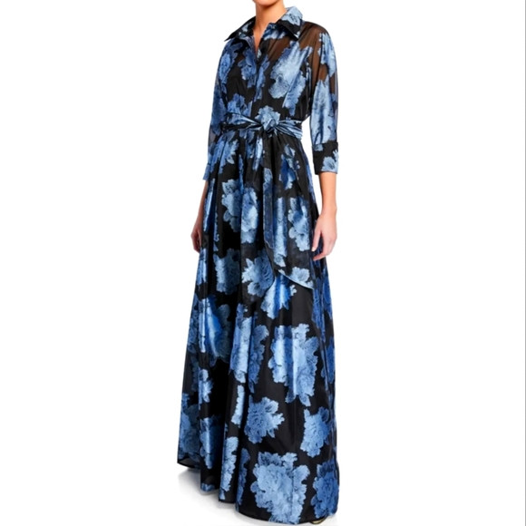 RICKIE FREEMAN FOR TERI JONAbstract Floral Gazaar Shirtwaist Gown | Poshmark