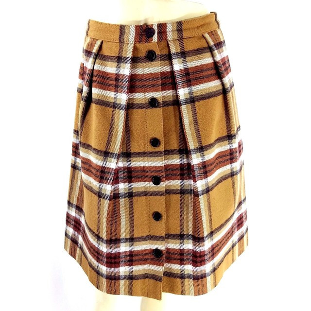 J Crew Size 0 Flare Skirt In Plaid Brown Button Pleated 100% Cotton Modest 49379 | eBay | eBay US