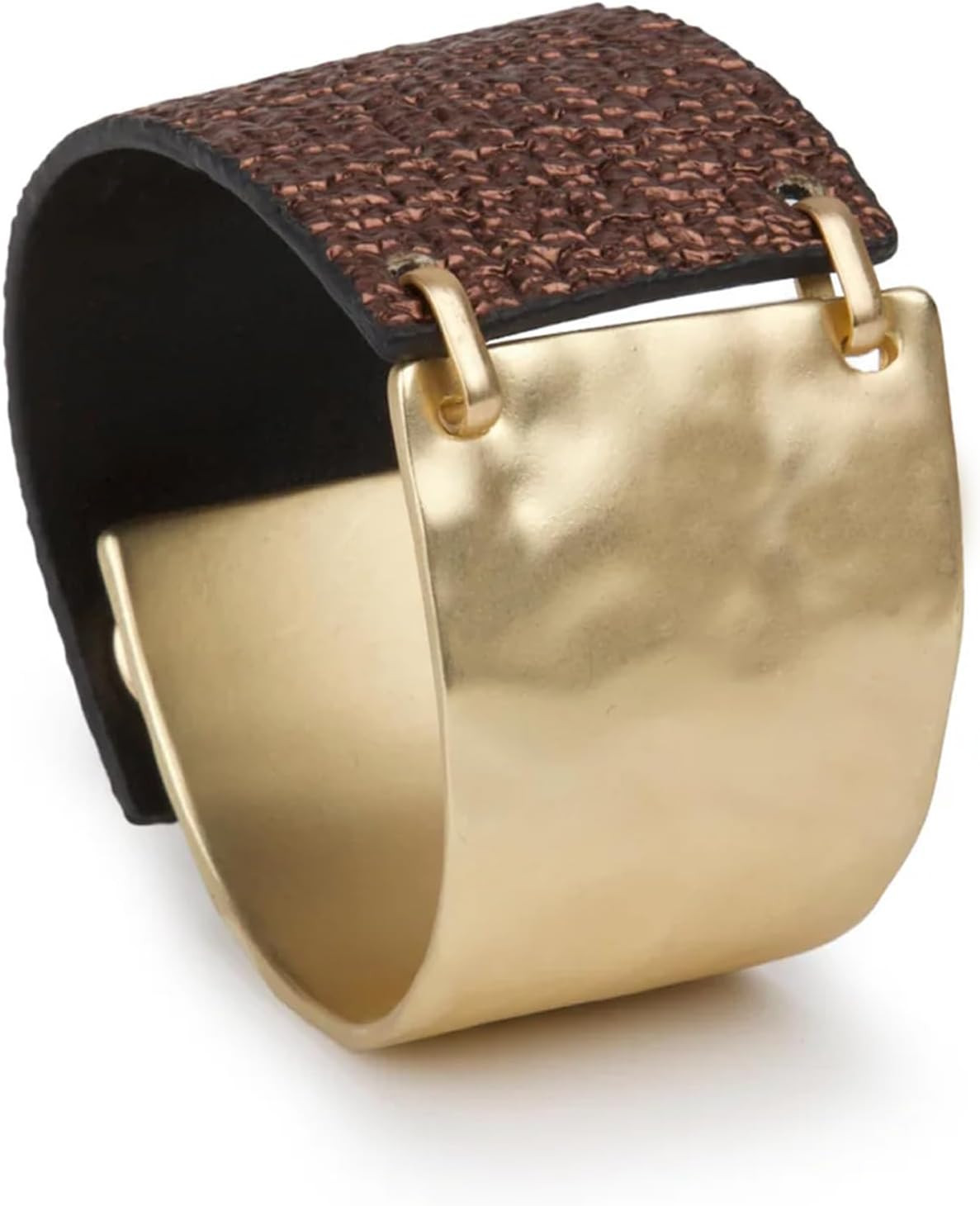 Leather Bracelet for Women Black Leather Golden Bracelet Bangle Chunky Leather Wrap Bracelet for Women Statement Jewelry Gift | Amazon (US)