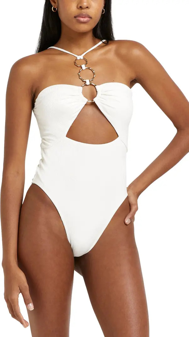 River Island Ring Trim Bandeau One-Piece Swimsuit | Nordstrom | Nordstrom