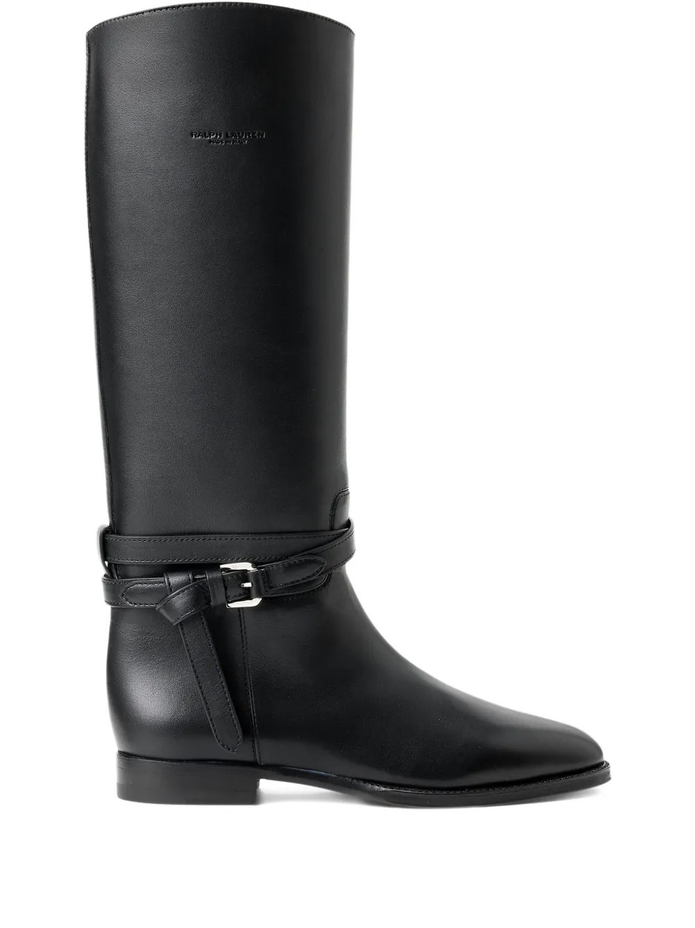 Ralph Lauren Collection 25mm Donnely buckle-strap calfskin boots - Black | Farfetch Global
