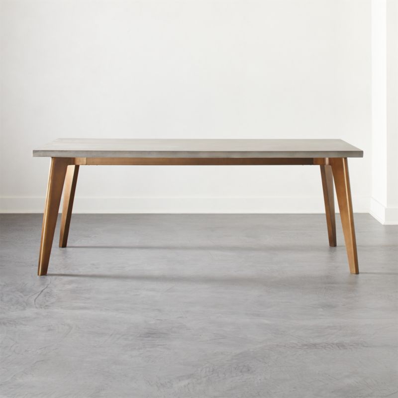 Harper Brass Dining Table with Concrete Top + Reviews | CB2 | CB2