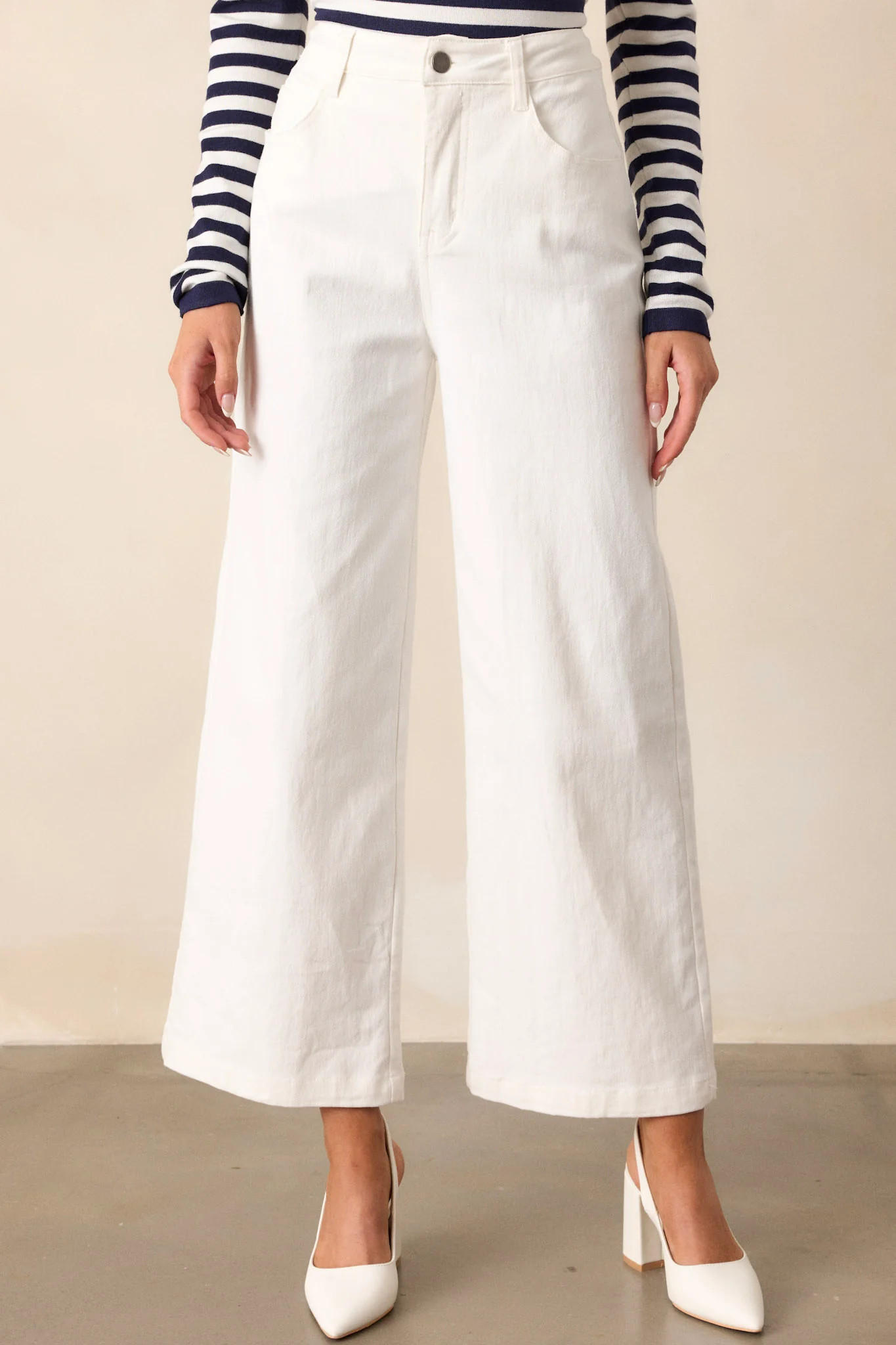 Urban Nomad Ivory Wide Leg Jeans | Red Dress