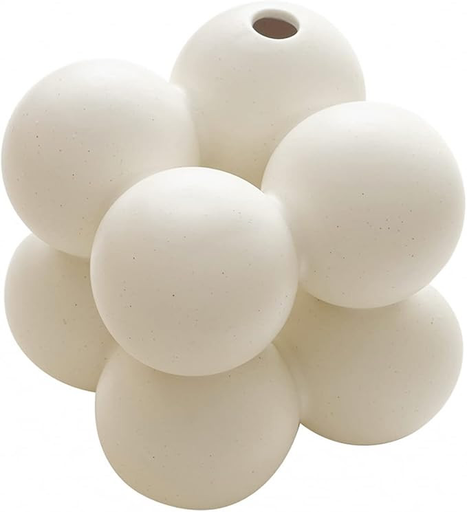 Cube Ball Shape Ceramic Vase, Chubby Home Decor, Matter Crème | Amazon (US)