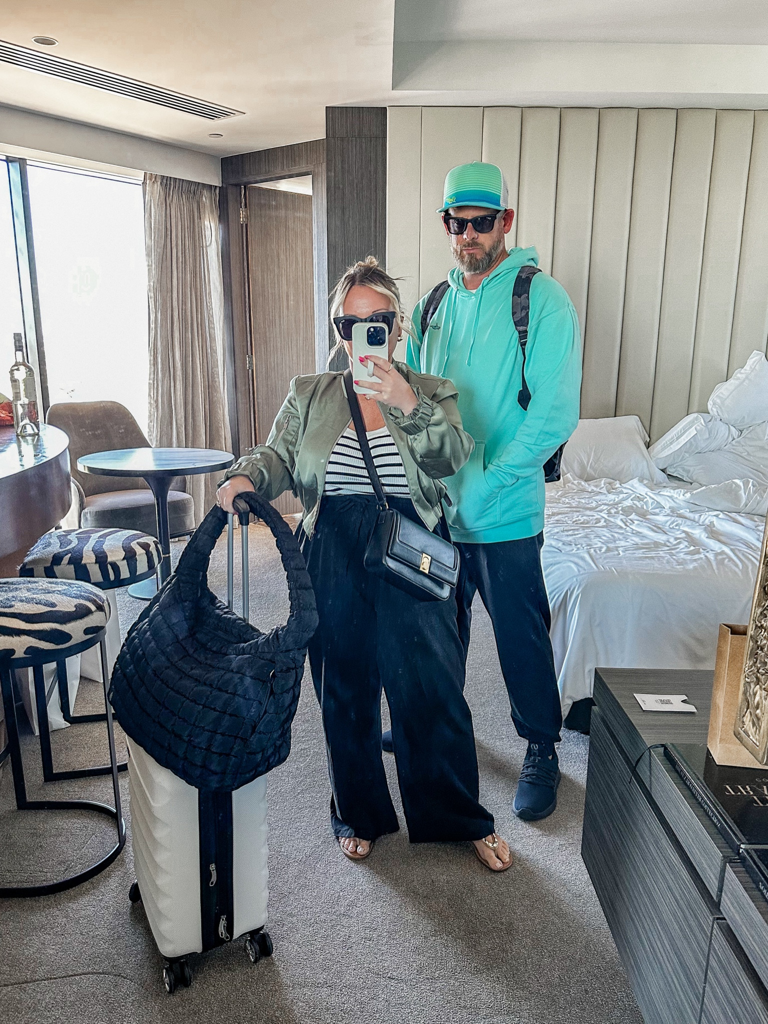 Midsize travel outfit 
Satin bomber size large
Pants size large- plenty of room I might even be able to do a medium 
Tank is size XL
Use code STYLENRIGHT20 for discount at Petal & Pup

Midsize style, Petal & Pup, fall outfit, travel style, travel outfit, casual outfit, petite style, wide leg pants, fall jackets, fall trends

#LTKMidsize #LTKTravel #LTKSeasonal