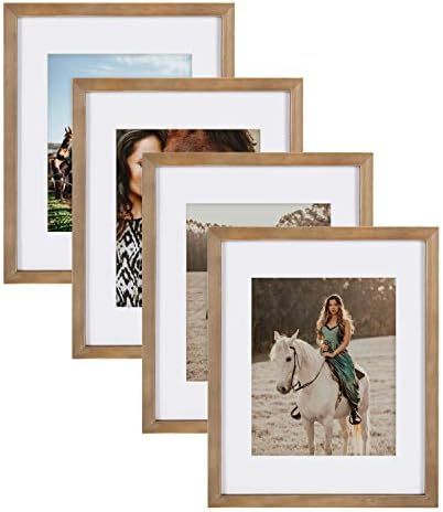 DesignOvation Gallery Wood Photo Frame Set for Customizable Wall Display, Rustic Brown 11x14 matt... | Amazon (US)