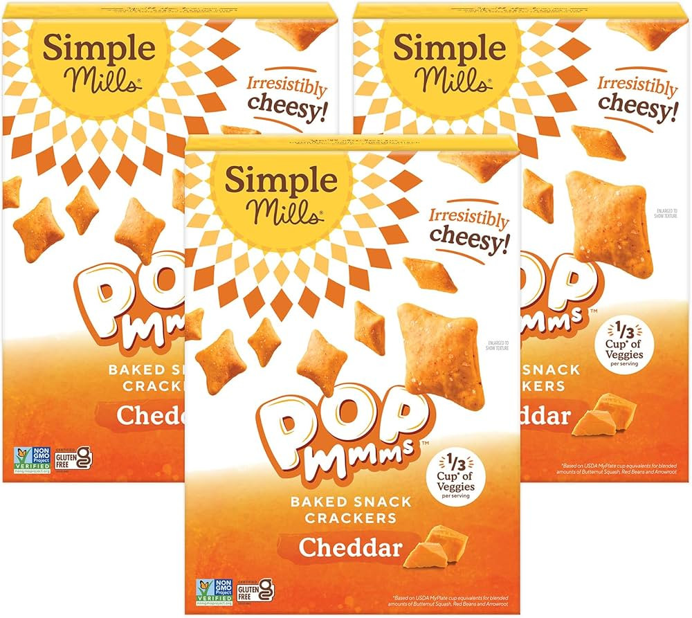 Simple Mills Pop Mmms Cheddar Baked Snack Crackers, Gluten Free, 4 Ounce (Pack of 3) | Amazon (US)