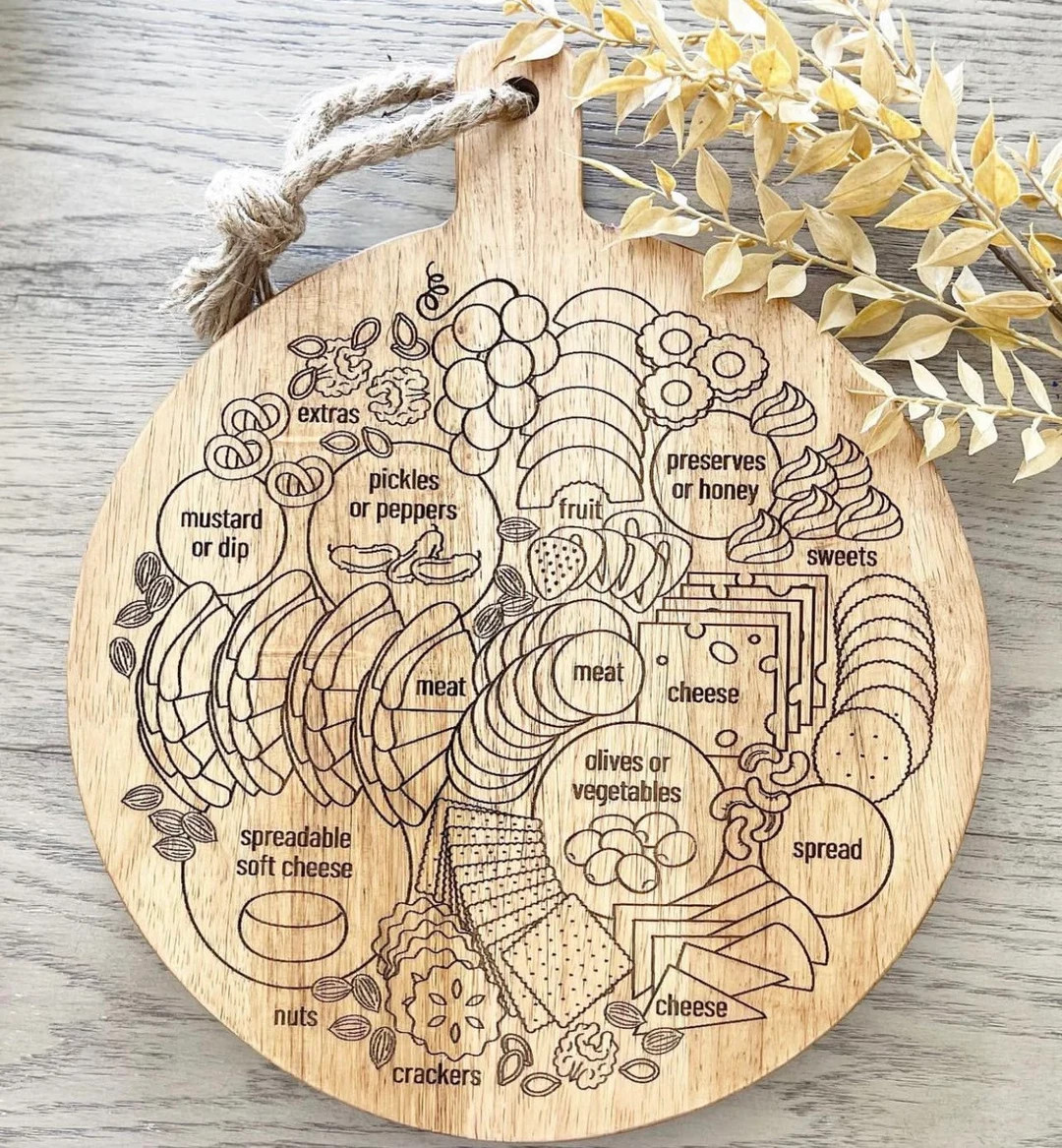 Charcuterie Serving Board With Guide - Etsy | Etsy (US)