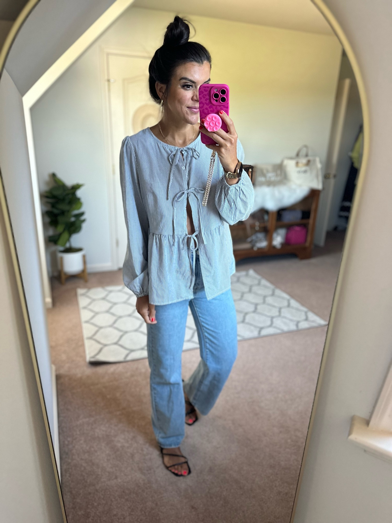 Tie blouse from Amazon! I’m in a size small 

#LTKFindsUnder100 #LTKSeasonal