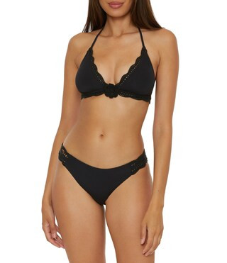 Becca By Rebecca Virtue Colette Avery Banded Scallop Crochet Halter Swim Top & Avery American Hip... | Dillard's