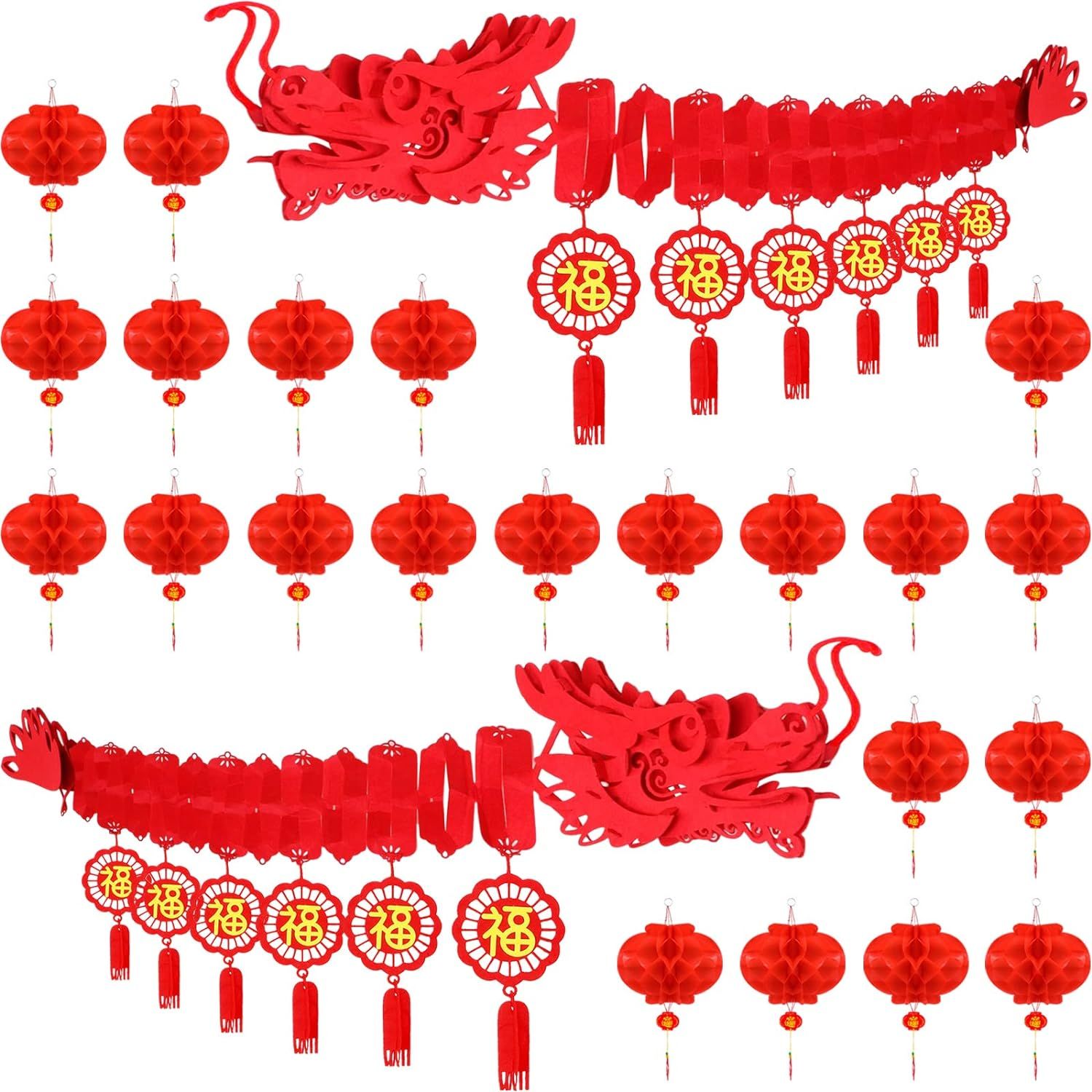 24 Pieces Chinese New Year Decoration Set Includes 2 Pcs Chinese New Year Dragon Ceiling Decorati... | Amazon (CA)