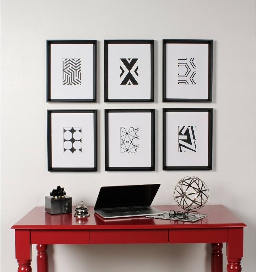Kate and Laurel Calter 6 Framed Modern Black and White Geometric Abstract Art Prints, Black | Amazon (US)