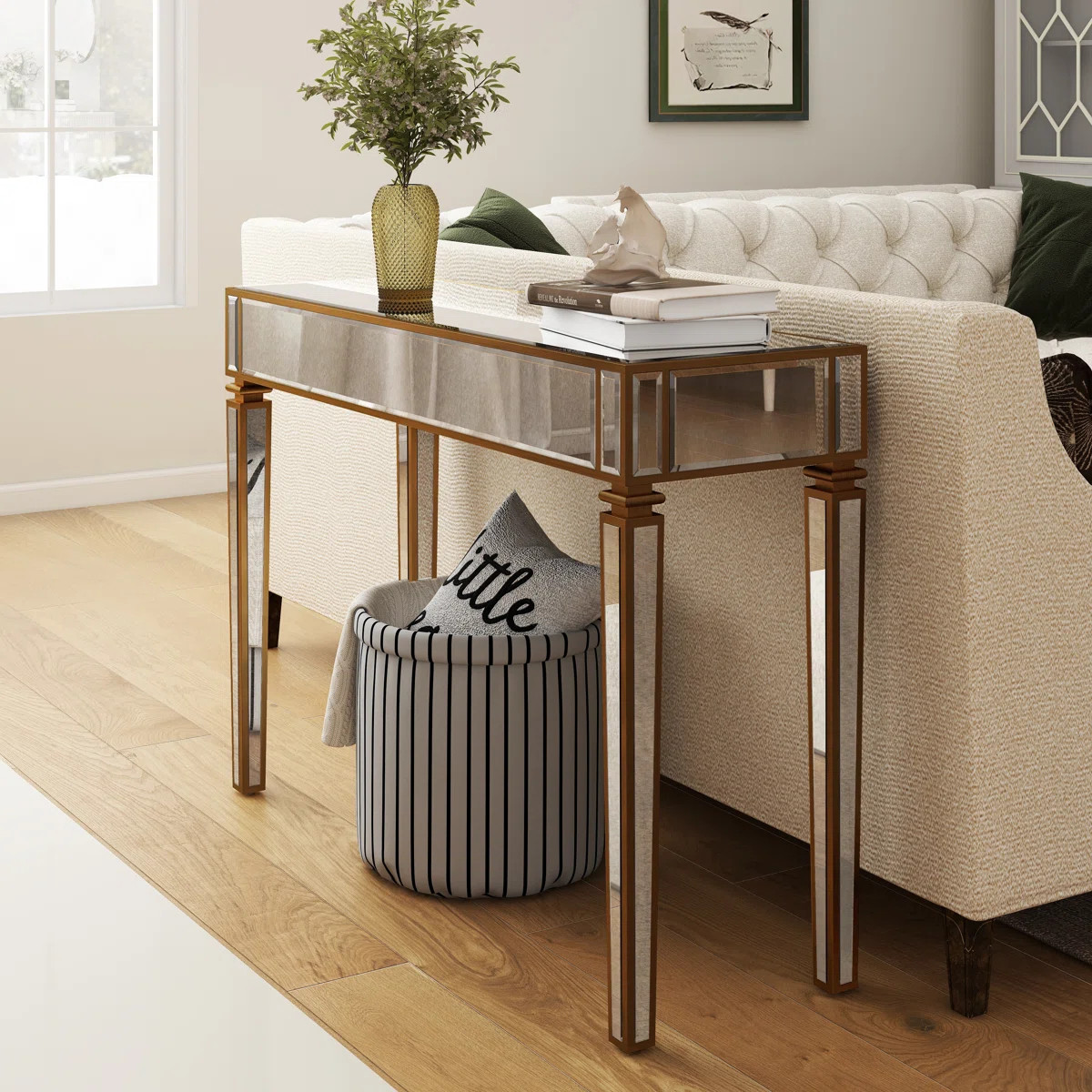 Adelais Vintage Mirrored Glass Console Table | Wayfair North America
