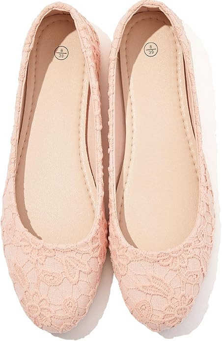 Dress Shoes for Women Round Toe Flats Shoes Lace Ballet Flats Dressy Comfortable Foldable Flats L... | Amazon (US)