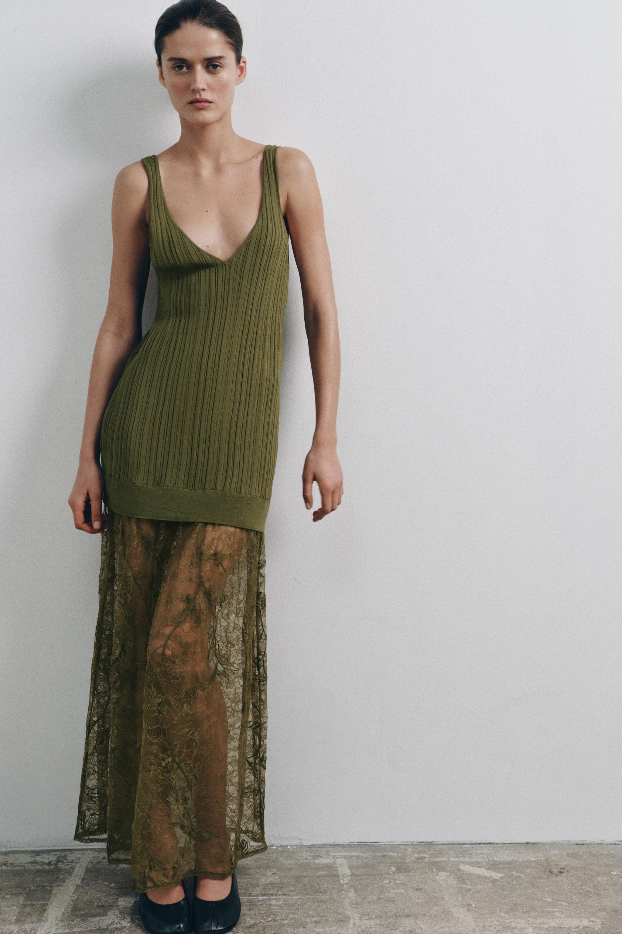 LACE KNIT MIDI DRESS | Zara US