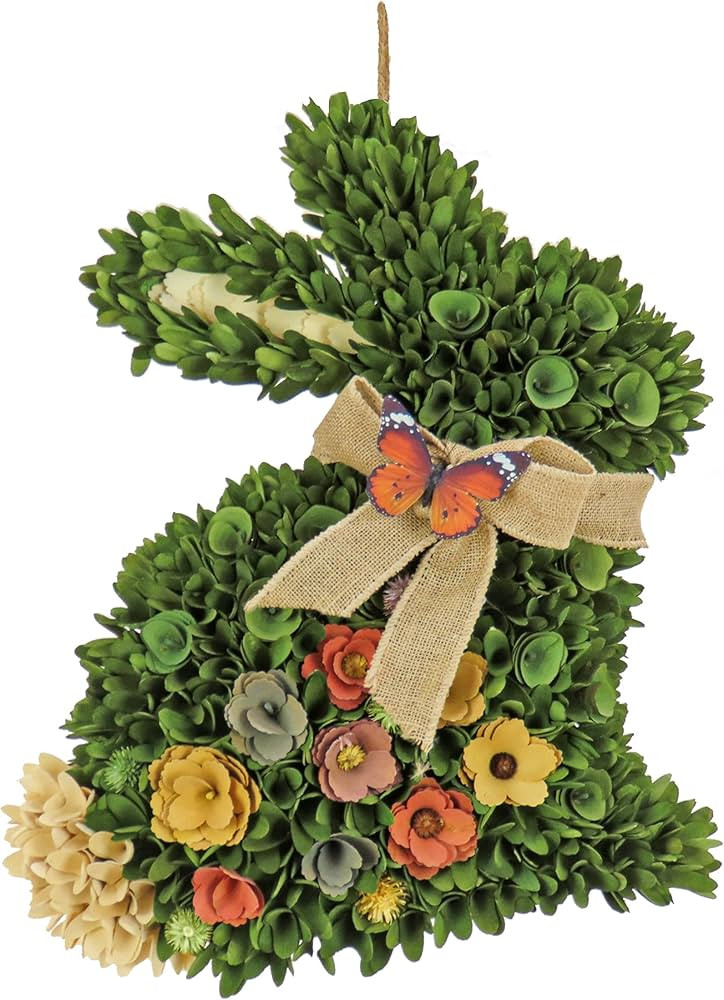 National Tree Company Artificial Hanging Bunny Silhouette, Decorated with Colorful Flower Blooms,... | Amazon (US)