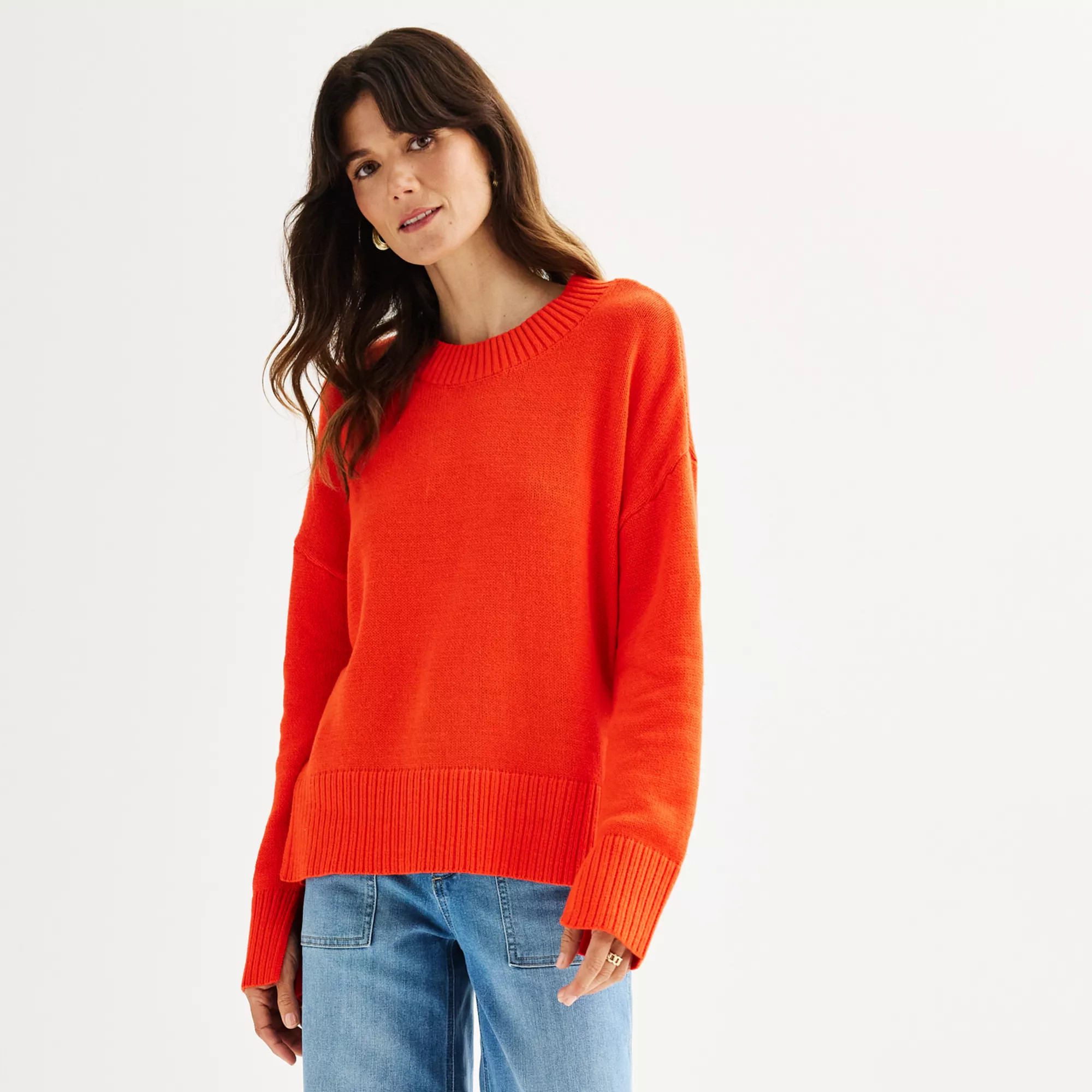 Women's Sonoma Goods For Life® Side Slit Crewneck Sweater | Kohl's