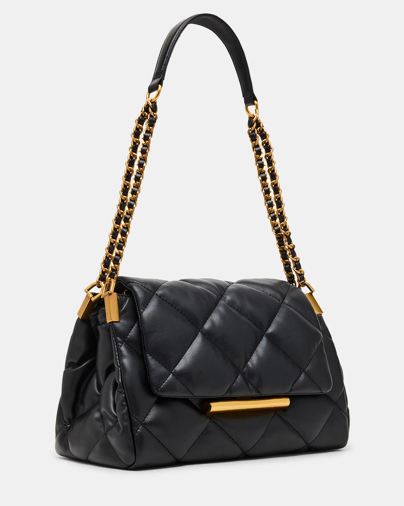 COLETTE Bag Black/Gold Quilted Chain Shoulder Handbag | Steve Madden (US)