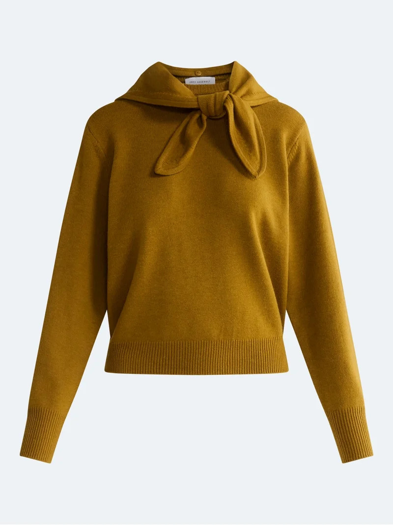 Free Assembly Women's and Women's Plus Cropped Crewneck Sweater with Scarf, Lightweight, Sizes XS... | Walmart (US)