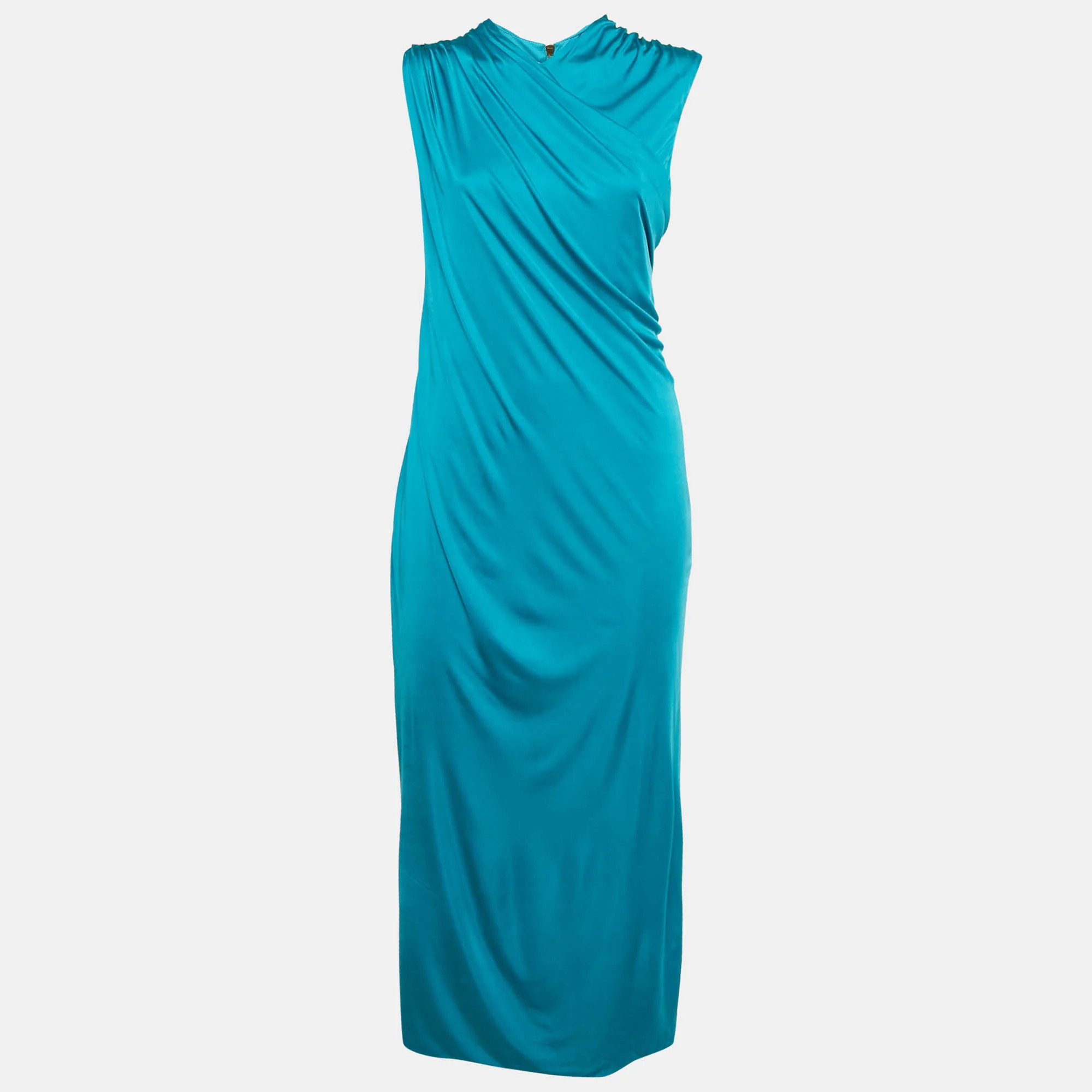 Versace Blue Jersey Ruched Bodycon | Shop Simon