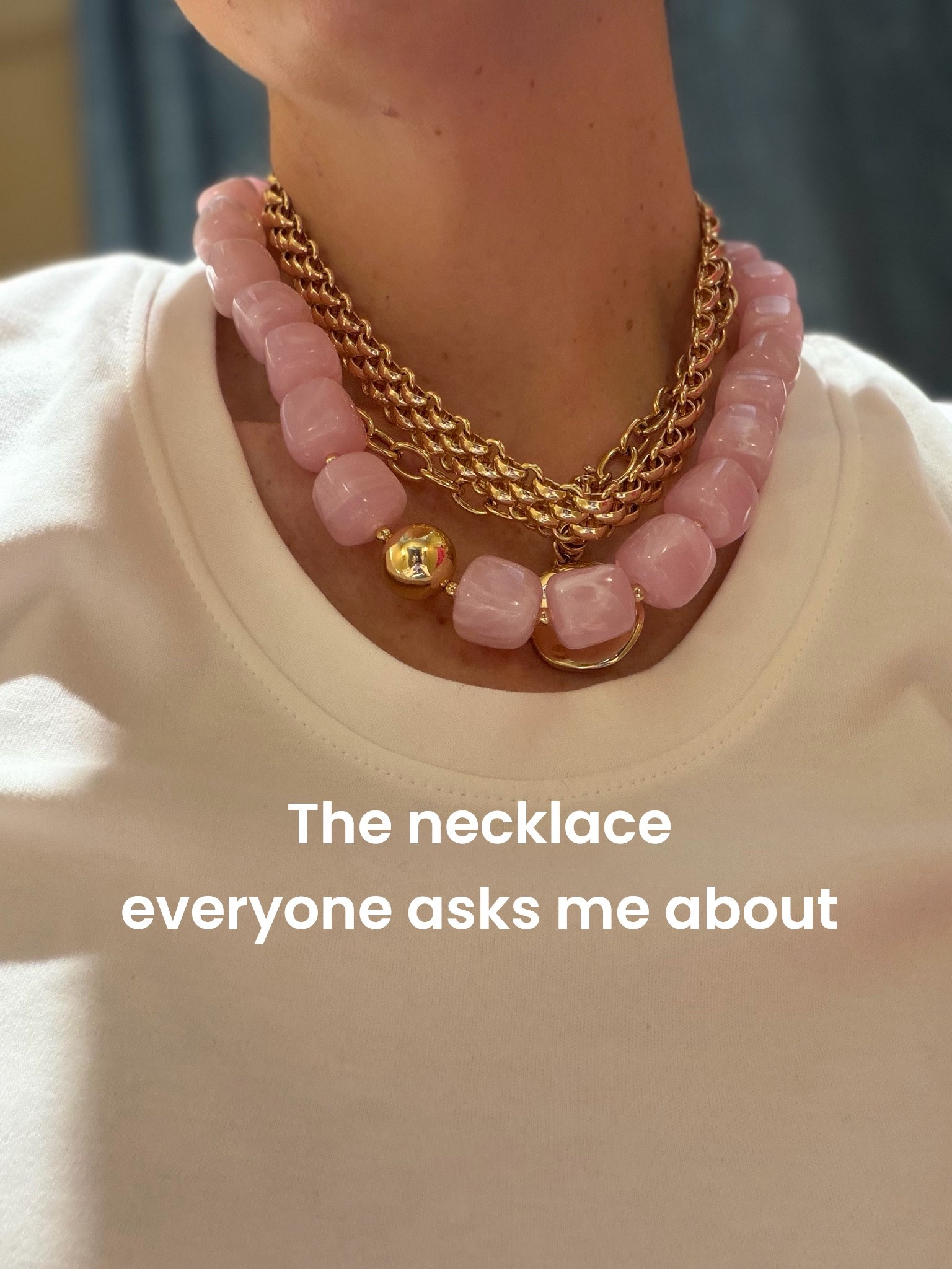 I get so many questions about this necklace! #necklace #pink #jewelry #ootd

#LTKootd