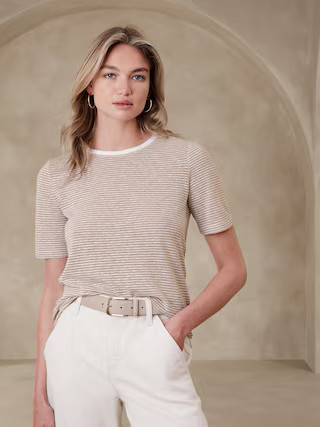 Linen-Blend T-Shirt | Banana Republic Factory