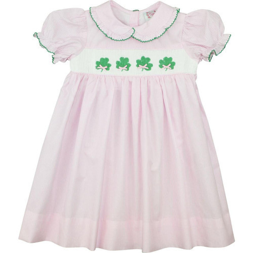 Pink Stripe Smocked Shamrock Dress | Cecil and Lou