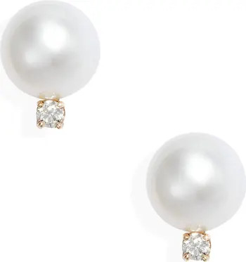 Cultured Pearl & Diamond Stud Earrings | Nordstrom