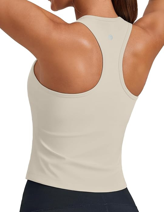PINSPARK Workout Tops for Women Built in Bras Tank Tops Racerback | Amazon (US)