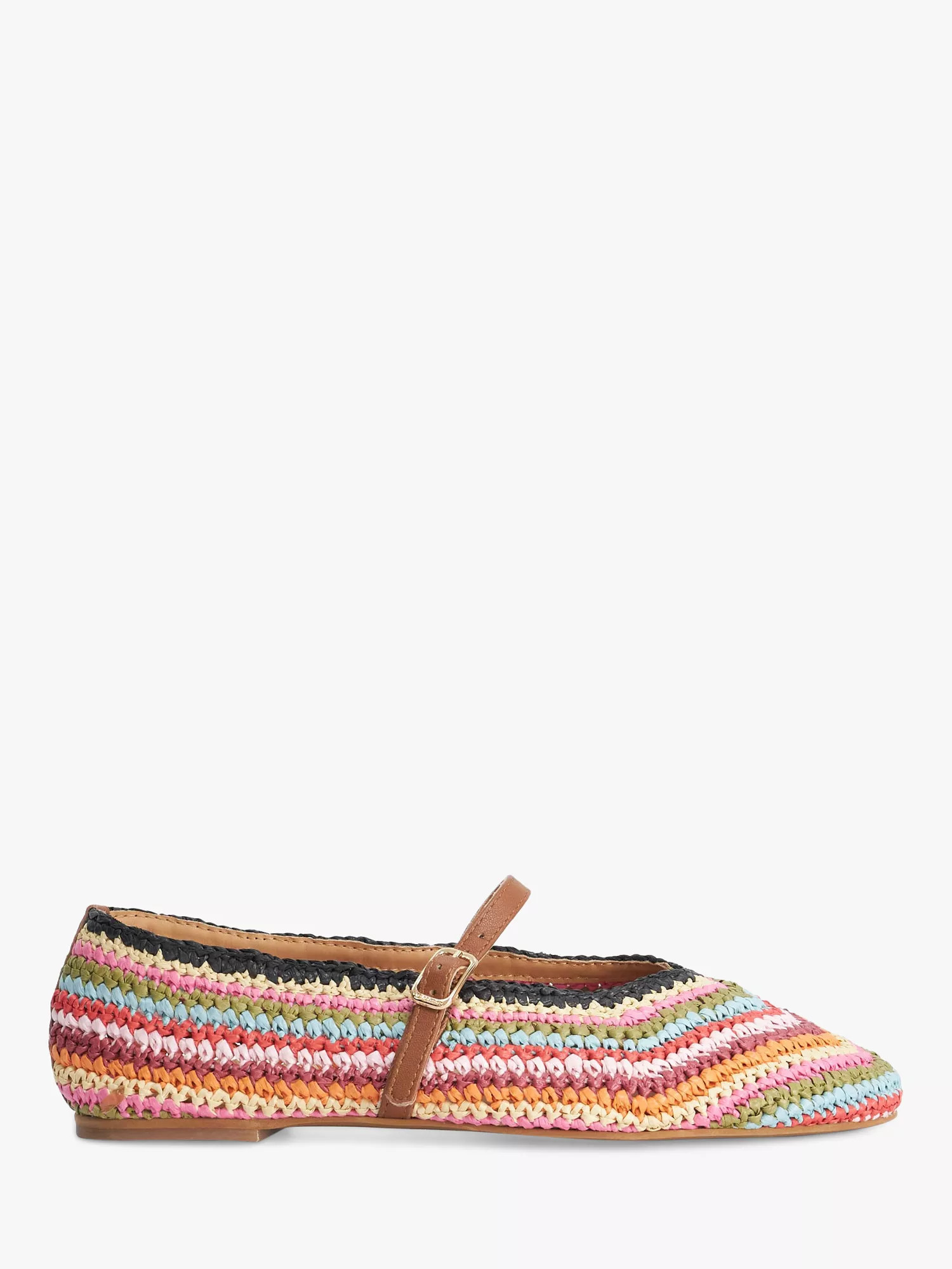Dune London Haloha Raffia Mary Janes, Multi | John Lewis (UK)