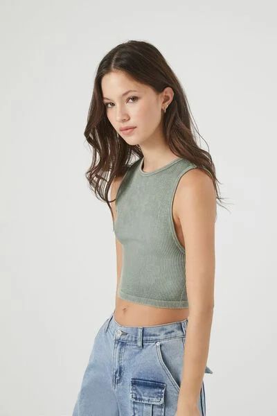 Seamless Rib-Knit Cropped Tank Top | Forever 21