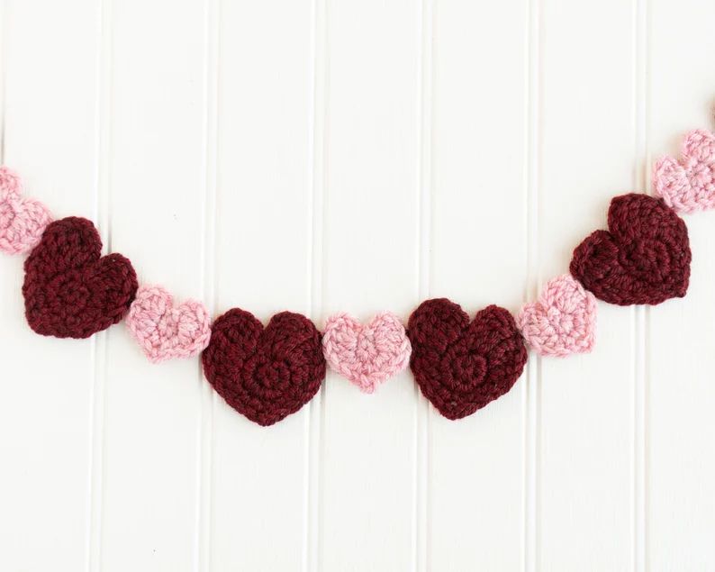 Farmhouse Valentine Decor, Heart Garland, Crochet Heart Garland, Neutral Valentine Decor, Zero Wa... | Etsy (US)