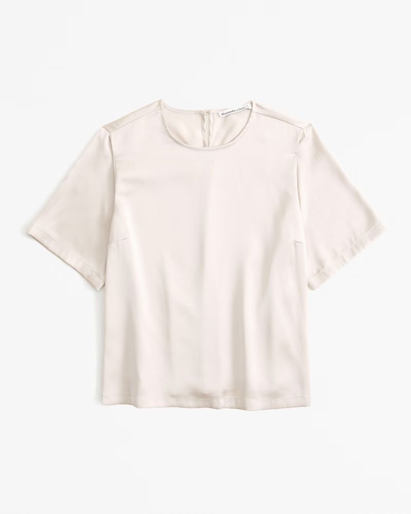 Short-Sleeve Satin Tee | Abercrombie & Fitch (US)
