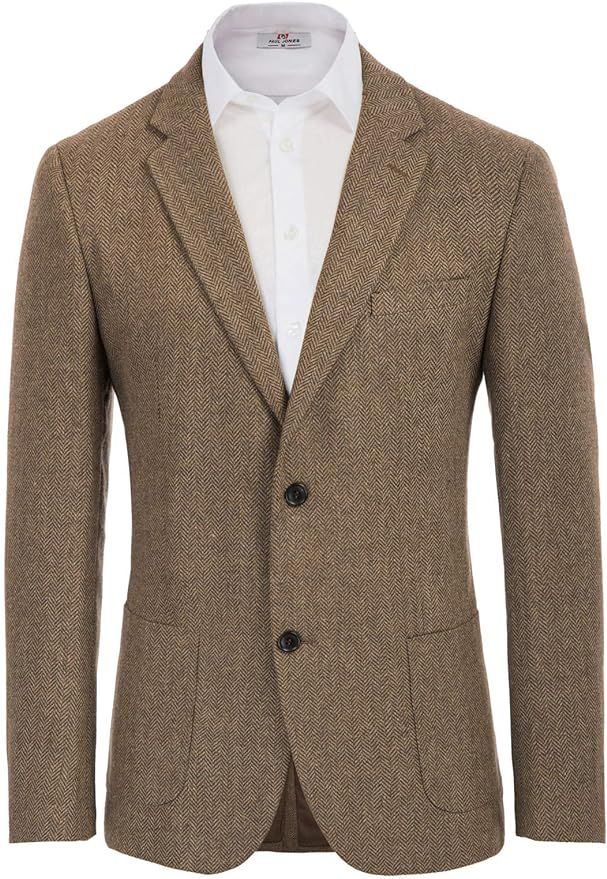 PJ PAUL JONES Mens British Herringbone Tweed Blazer Wool Blend Sport Coat Jacket | Amazon (US)