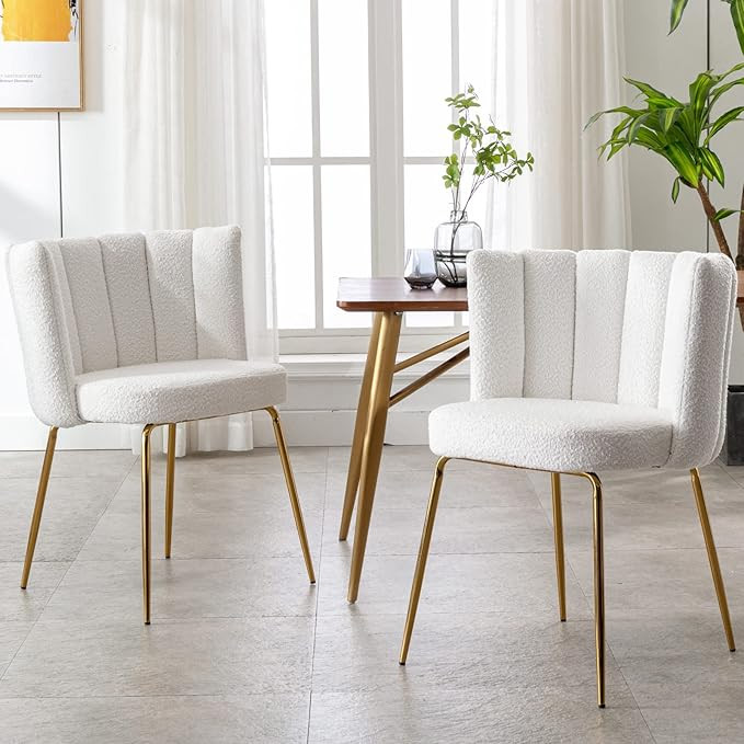 Janoray Velvet Dining Chairs Upholstered Gold Metal Legs White Mid Century Modern Accent Chair Se... | Amazon (US)