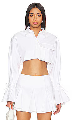 Camila Coelho Luz Cropped Shirt in White from Revolve.com | Revolve Clothing (Global)