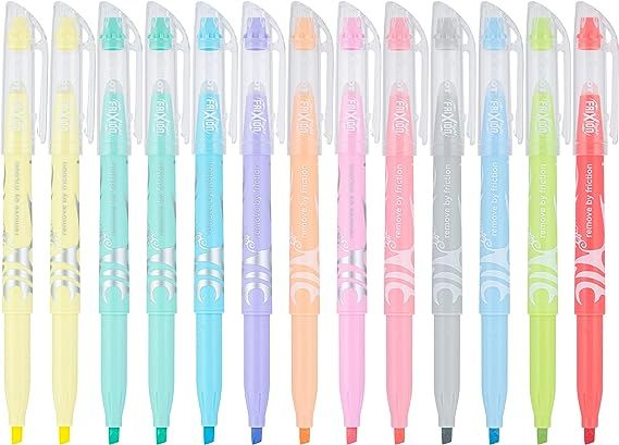 Pilot, FriXion Light Pastel Erasable Highlighters, Chisel Tip, Pack of 14, Assorted Colors | Amazon (US)