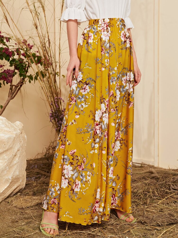 SHEIN Floral Print Maxi Skirt | SHEIN