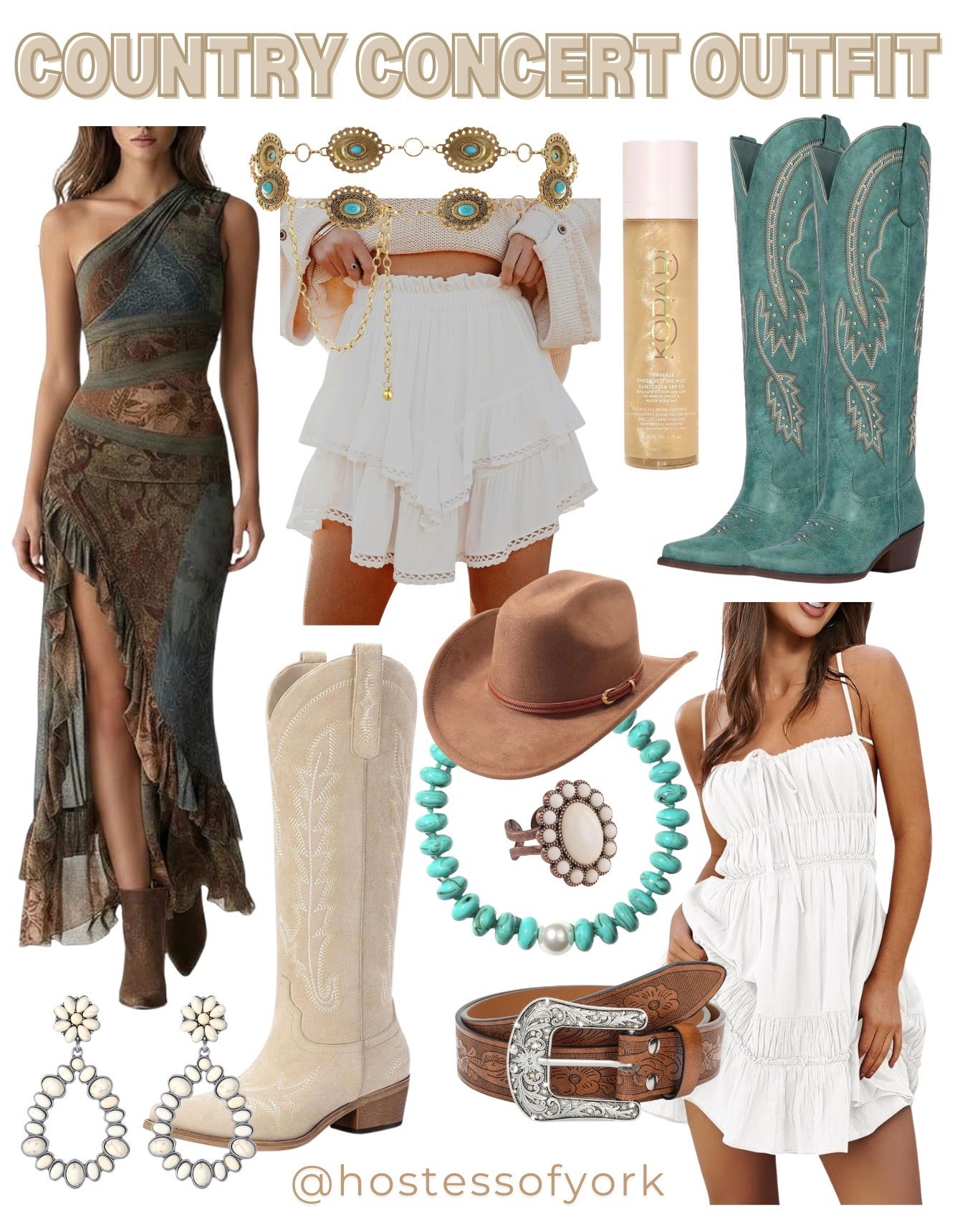 Country Concert Outfit Ideas! Love a little turquoise accessory flare. Perfect for those summer country concerts!

#country #concert #outfits #vacation #trip #western #ootd #summer #accessories #belt #boots #cowboy #hat #dress

#LTKootd #LTKTravel #LTKgrwm