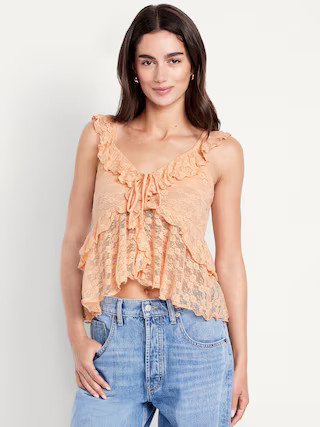 Sleeveless Lace Ruffle Top | Old Navy (US)