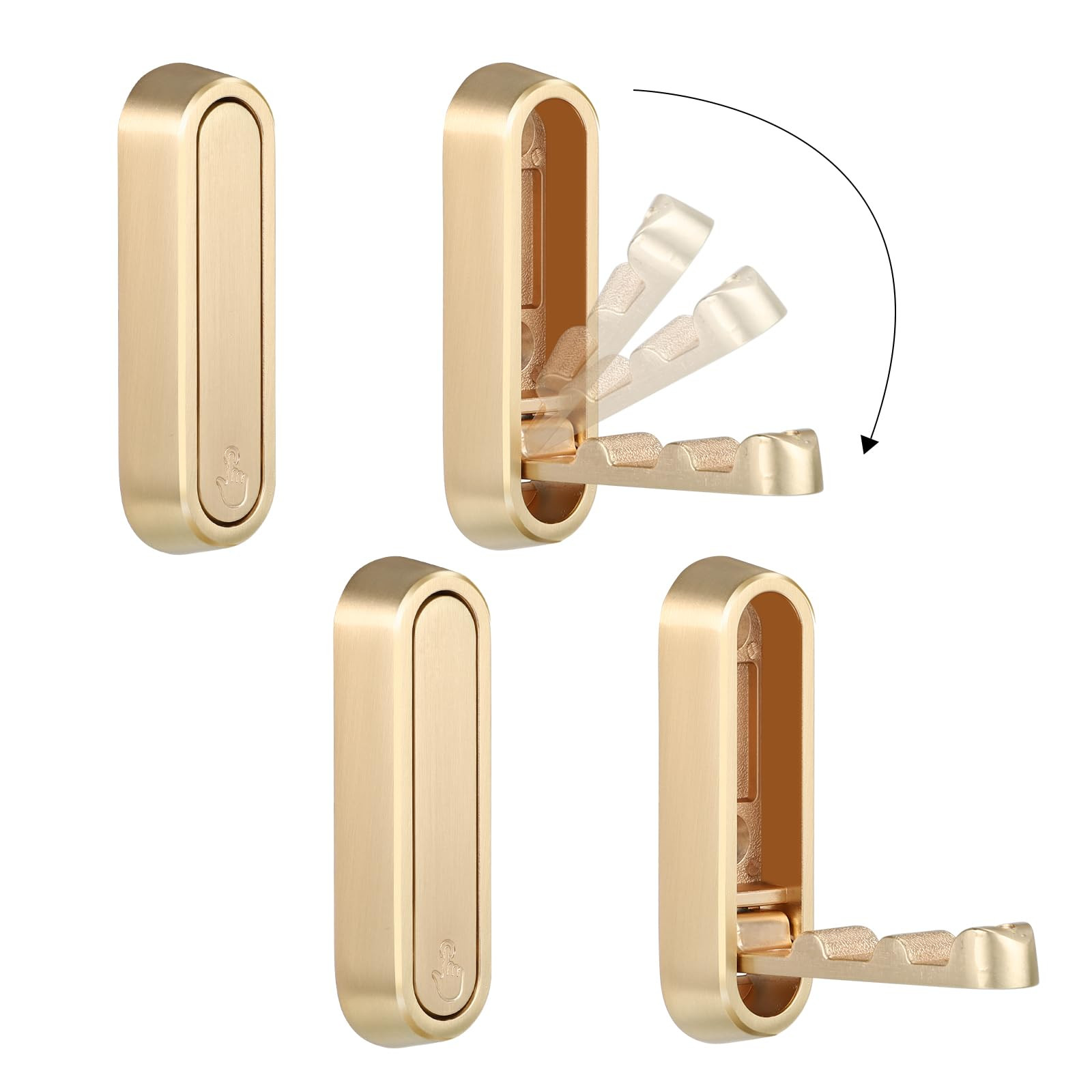 Folding Wall Hooks, 4 Pcs Foldable Gold Coat Hooks Heavy Duty Foldable Hook Bathroom Towel Hooks ... | Amazon (US)