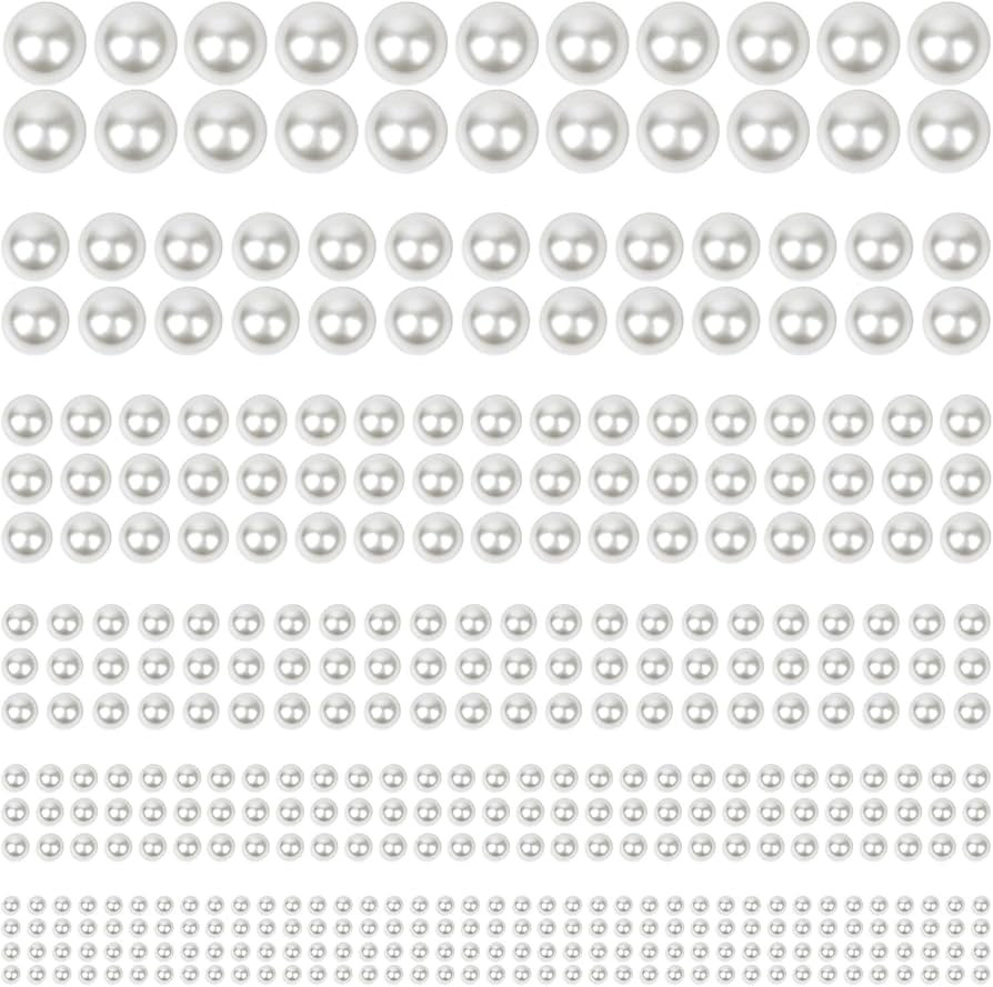 1980Pcs Self Adhesive Pearl Stickers, Shynek Hair Pearls Stick on Gems for Hair, Face, Makeup, Ey... | Amazon (US)