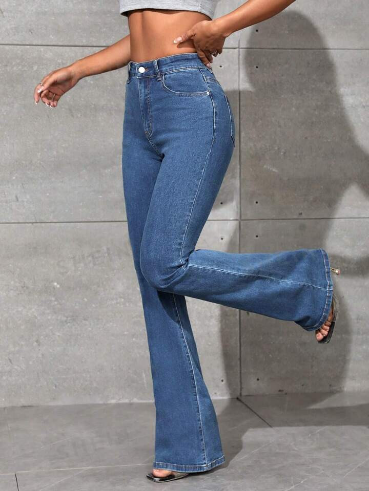 SHEIN Essnce Flare Leg Jeans | SHEIN