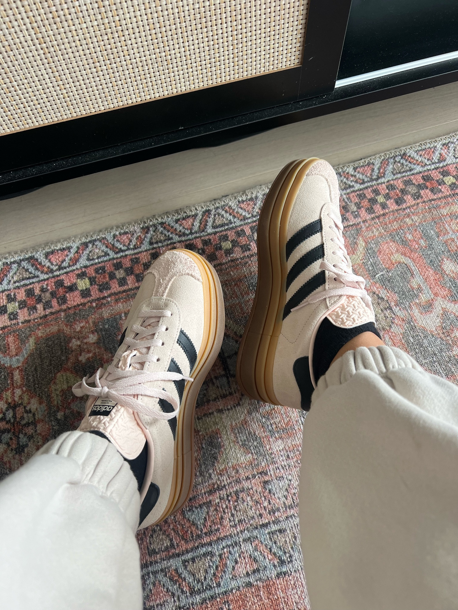 Absolutely love these Adidas bold gazelle sneakers! I’ve worn gazelle forever, and these are a cute updated version 😊Have a bit of a platform, which is fun, gives you a small lift! Really comfy on your feet and I love the gum bottom. They do run really big for reference, size down a full size! I’m typically a 7.5 and got a 6.5 in these 

#LTKshoecrush #LTKFestival #LTKsalealert