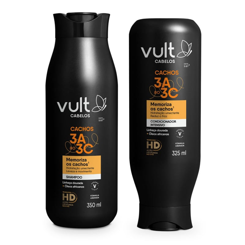 Combo Vult Cabelos Cachos 3A a 3C: Shampoo 350ml + Condicionador 325ml | VULT | Vult (BR)