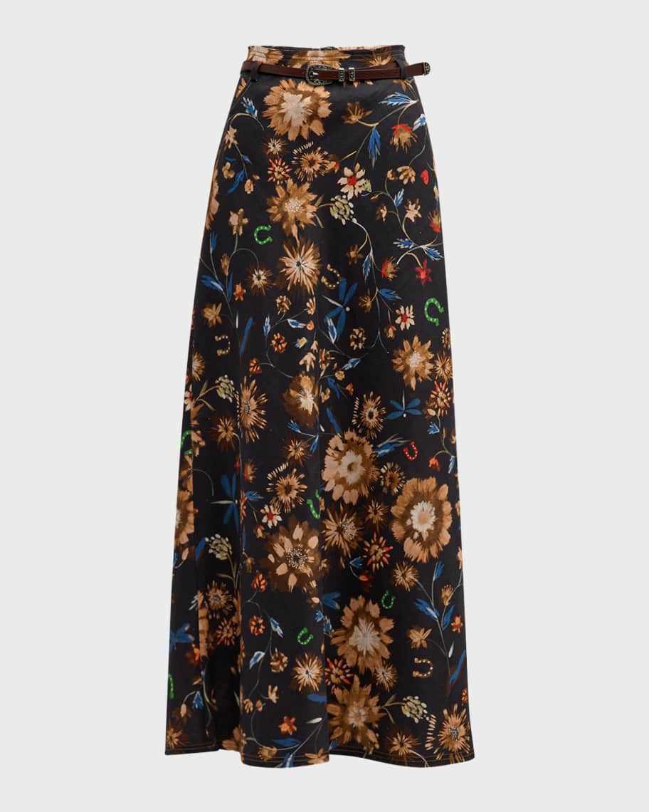 DOROTHEE SCHUMACHER Floral Ease II Printed Linen Maxi Skirt | Neiman Marcus