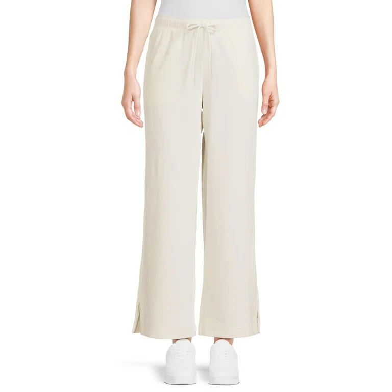 Avia Women's Athleisure Rib Velour Wide Legs Pants, 31" Inseam for Regular, Sizes XS-XXXL | Walmart (US)