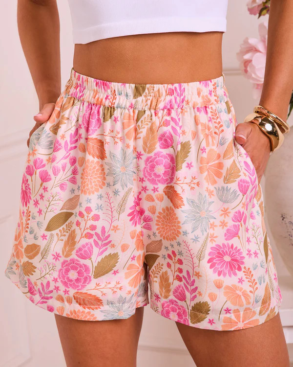Wildflower Waltz Floral Mid Rise Shorts | VICI