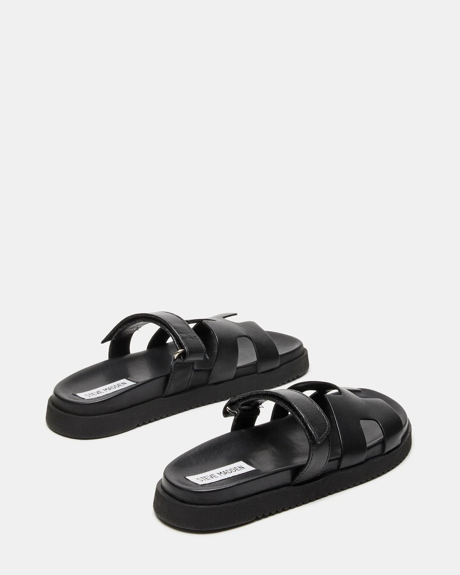 MAYVEN Black Leather Flatform Slide Women's Sandal | Steve Madden (US)
